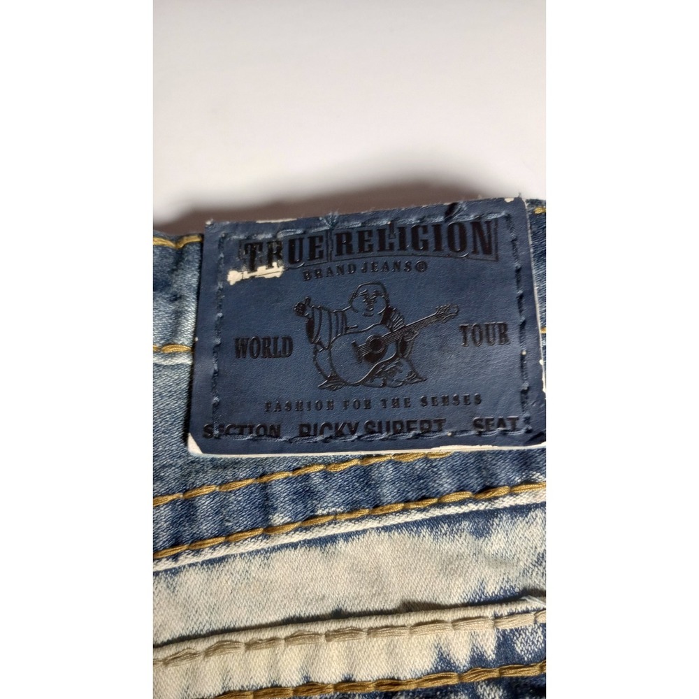 NWT Vintage True Religion World Tour Ricky Strt Leg Brown/Blue Sz 38 Made in USA - Picture 8 of 13